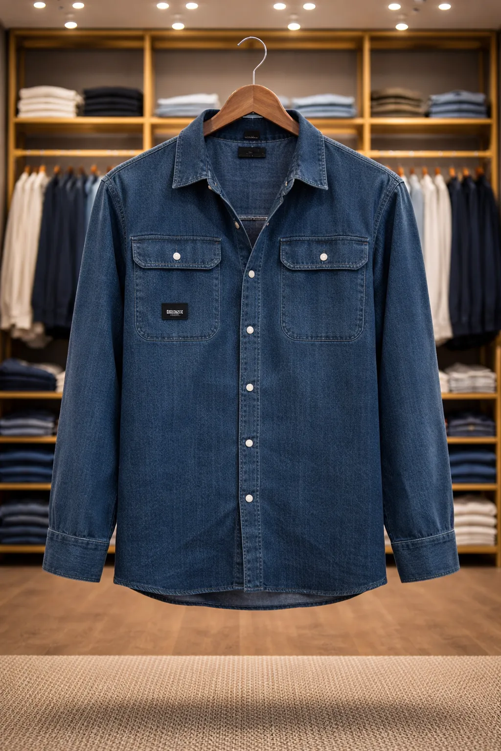 Men's Classic Medium Wash Denim Work Shirt